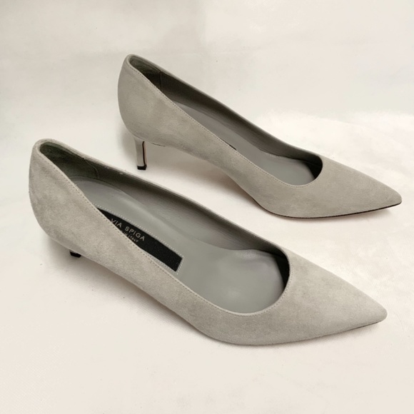 VIA SPIGA NIKOLE 55 LEATHER SUEDE GRAY PUMP HEELS - Picture 14 of 16